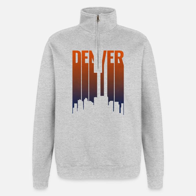 Denver Skyline Gradient - Quarter-Zip Sweatshirt - heather grey