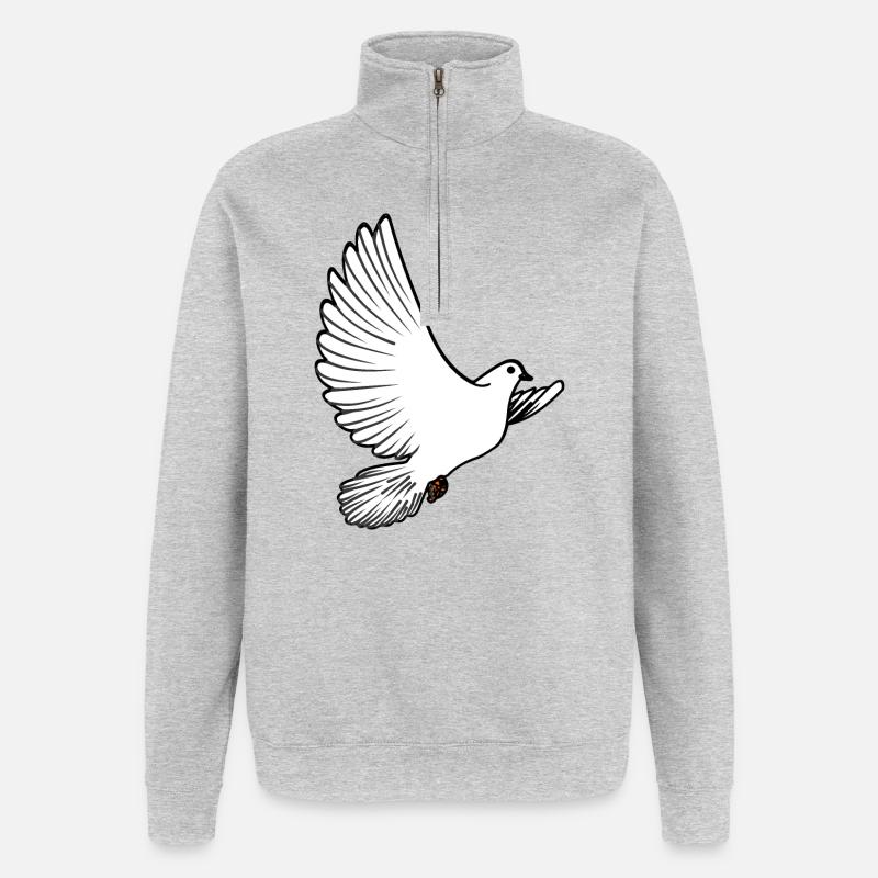 Weiße Taubenbrieftaube Ziertaube oder Friedenstaube - Quarter-Zip-Sweatshirt - Grau meliert