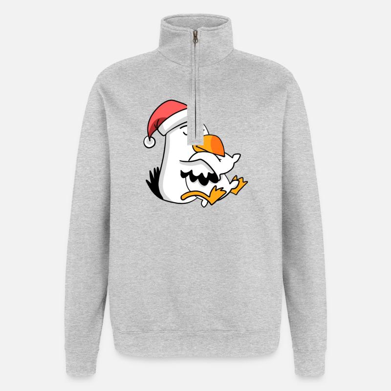 Mouette Noël Sommeil Sommeil Sommeil - Sweat à zip 1/4 - gris chiné
