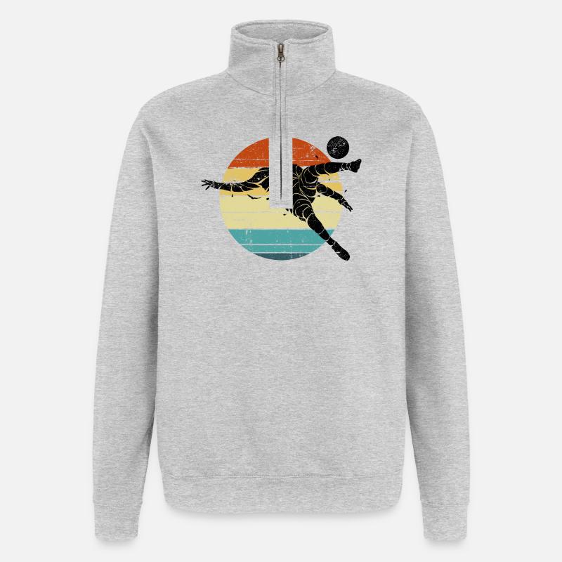Retro Runner Sunset Circle - Quarter-Zip Sweatshirt - heather grey