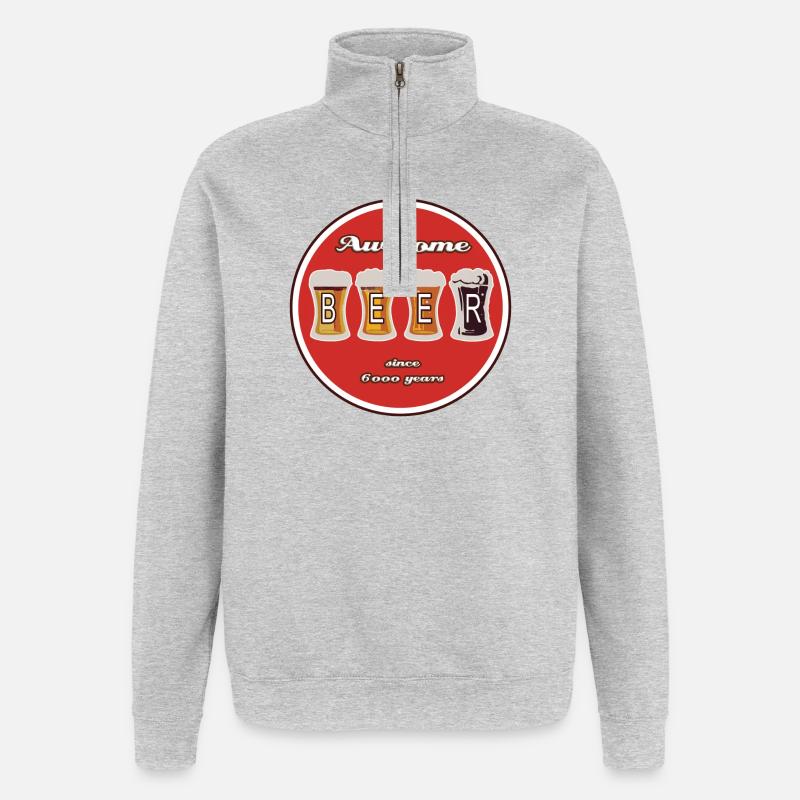 Beer Logo - Quarter-Zip-Sweatshirt - Grau meliert