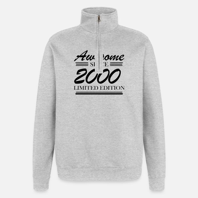 2000 - Millésime 2000 - Fantastique depuis 2000 - Sweat à zip 1/4 - gris chiné