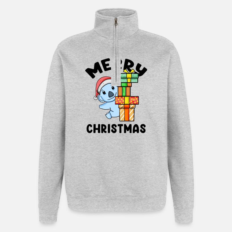 Merry Christmas Koala - Quarter-Zip Sweatshirt - heather grey