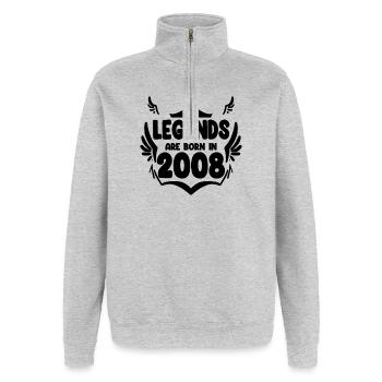 2008 - Quarter-Zip-Sweatshirt - Grau meliert - Vorne - AI Model Female 172 light (172cm) & AI Model Male 178 dark (178cm)