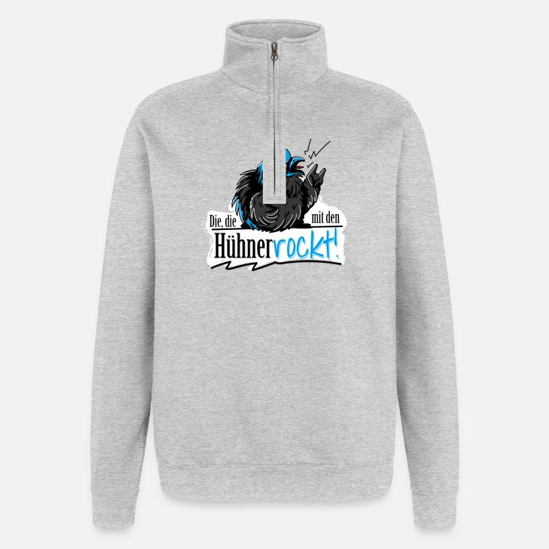 Mit Hühnern rocken - Quarter-Zip-Sweatshirt - Grau meliert