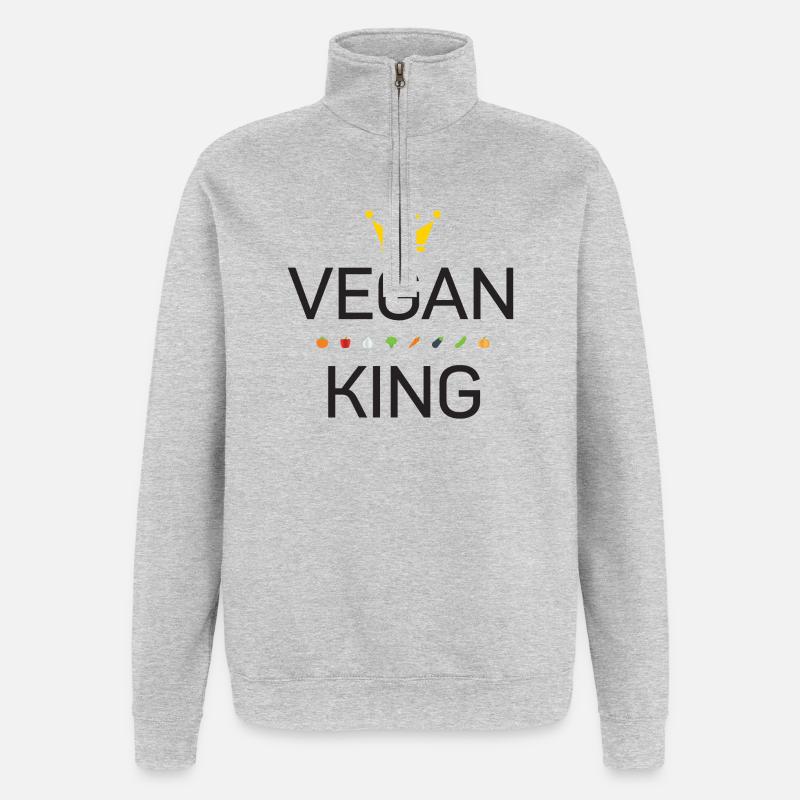 Veganer König - Quarter-Zip-Sweatshirt - Grau meliert