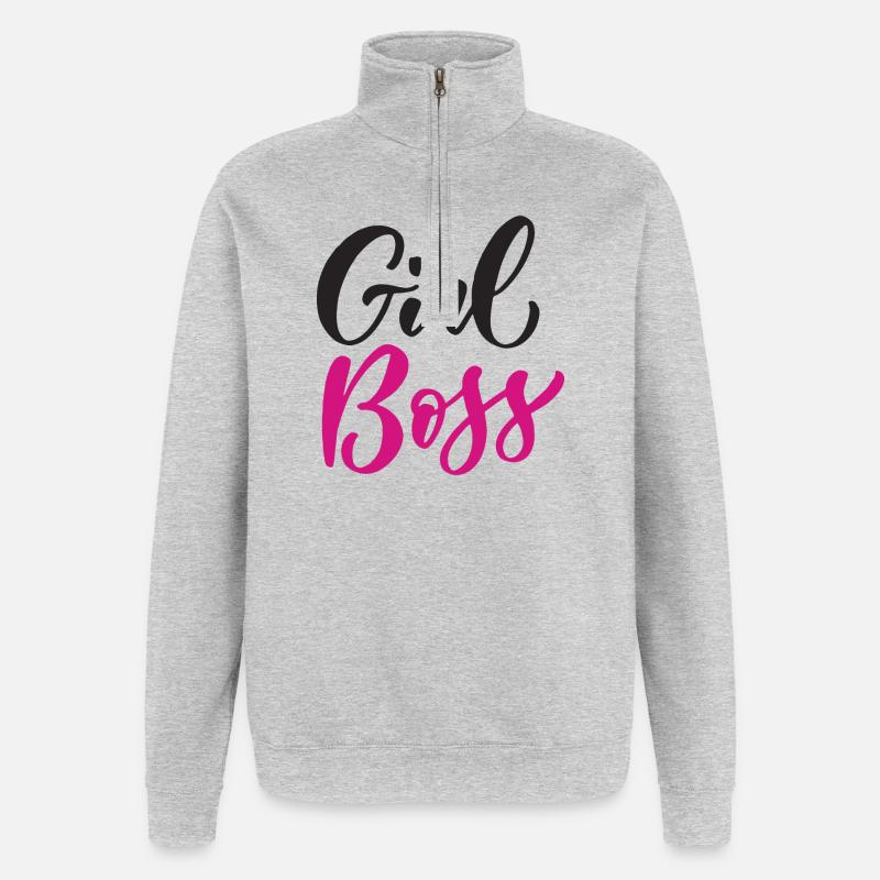 Fille Bos-s - Sweat à zip 1/4 - gris chiné