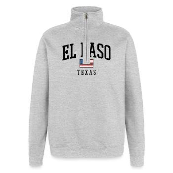 El Paso Texas Retro Shirt - Quarter-Zip Sweatshirt - heather grey - Front - AI Model Female 172 light (172cm) & AI Model Male 178 dark (178cm)