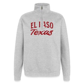 El Paso Texas Retro Script - Quarter-Zip Sweatshirt - heather grey - Front - AI Model Female 172 light (172cm) & AI Model Male 178 dark (178cm)