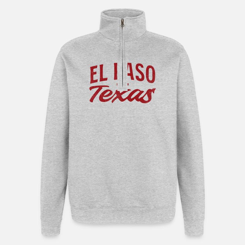El Paso Texas Retro Script - Quarter-Zip Sweatshirt - heather grey