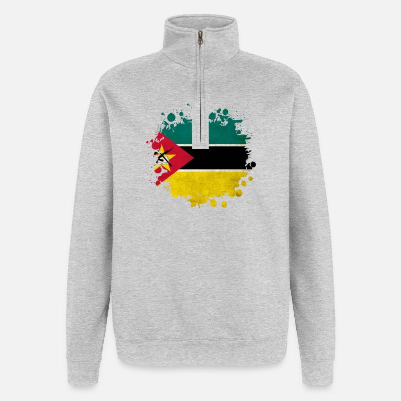 Design du drapeau du Mozambique - Sweat à zip 1/4 - gris chiné