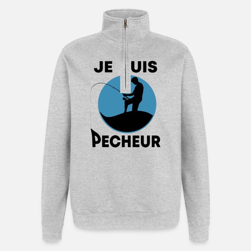 Je suis pêcheur - Sweat à zip 1/4 - gris chiné