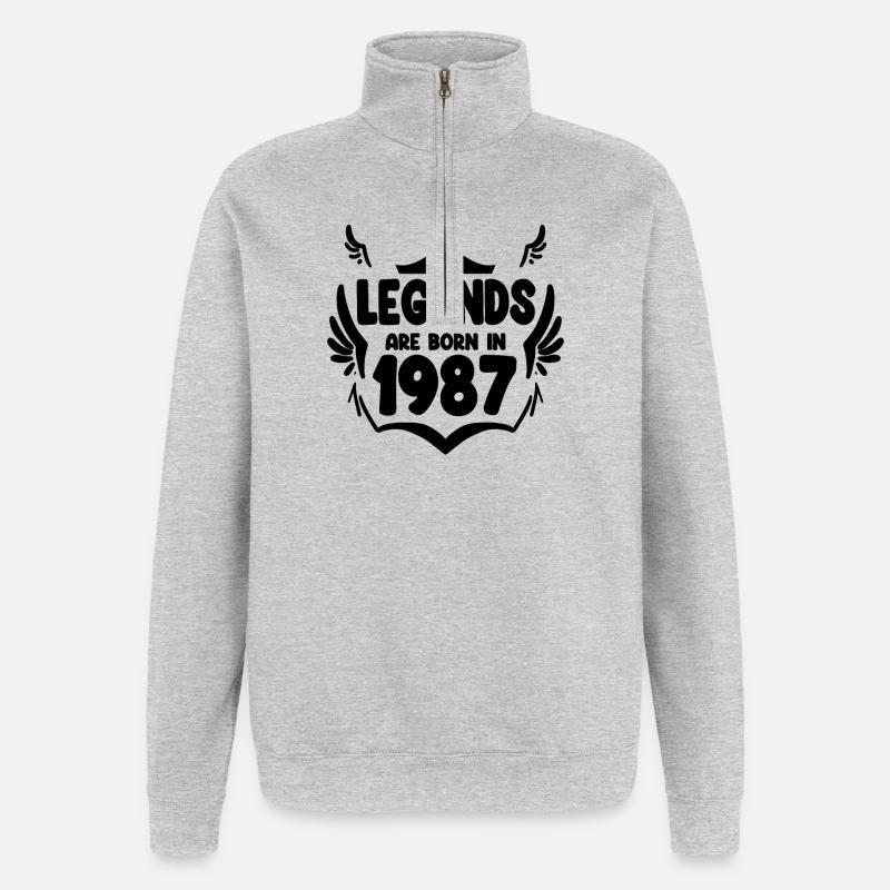 1987 - Né en 1987 - Sweat à zip 1/4 - gris chiné