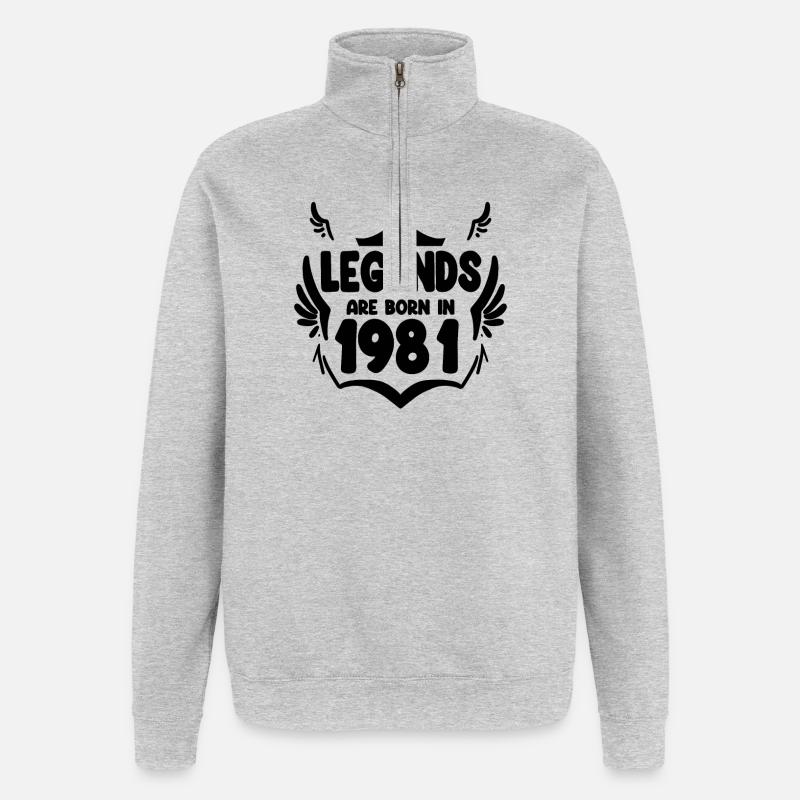 1981 - Born 1981 - Quarter-Zip Sweatshirt - heather grey