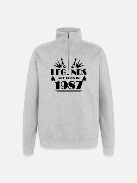 1987 - Born 1987 - Quarter-Zip Sweatshirt - heather grey