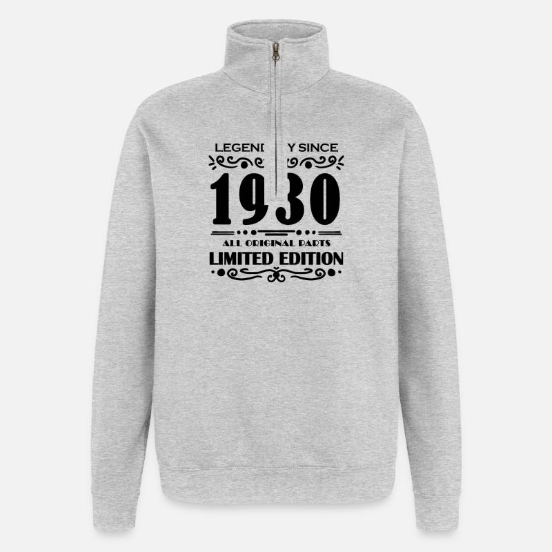 1930 - Sweat à zip 1/4 - gris chiné