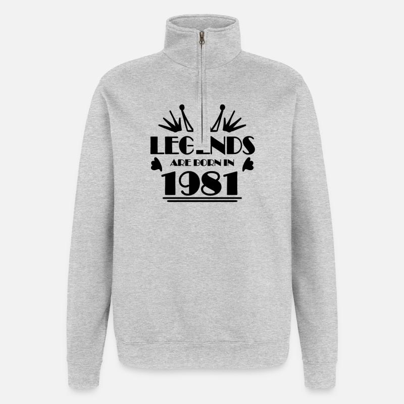 1981 - Né en 1981 - Sweat à zip 1/4 - gris chiné