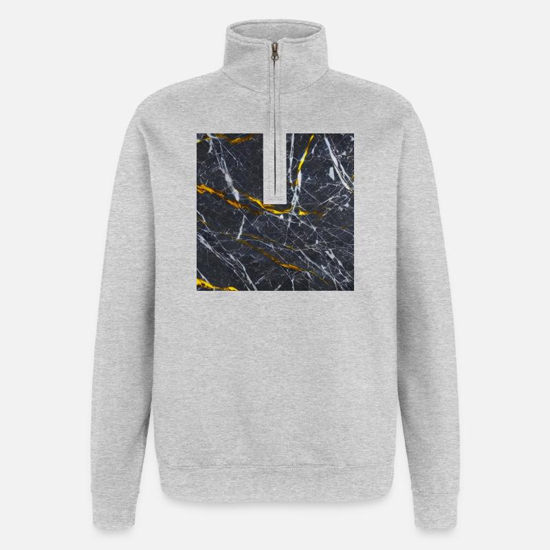 Marbre Texture Or Noir - Sweat à zip 1/4 - gris chiné