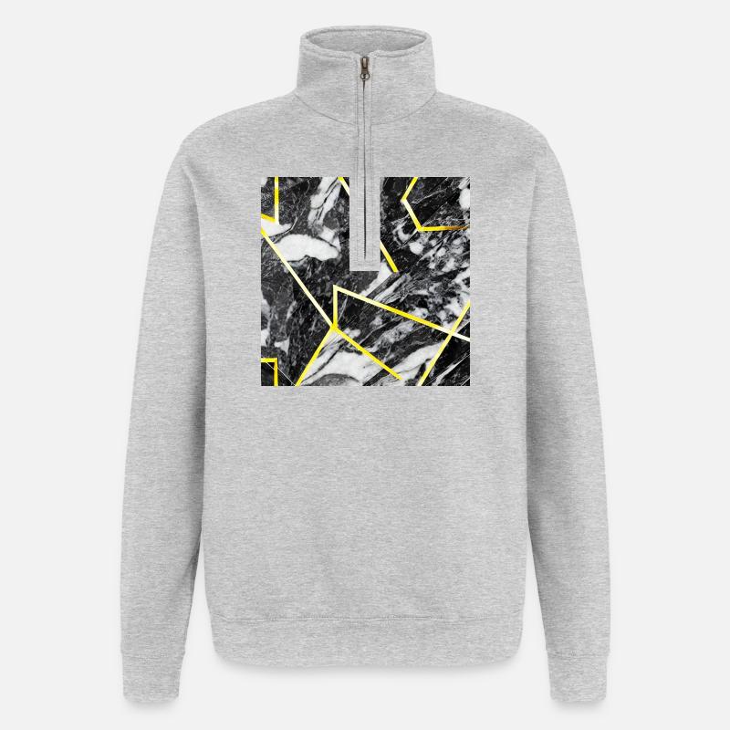 Marble Black Gold Geometric texture - Quarter-Zip Sweatshirt - heather grey