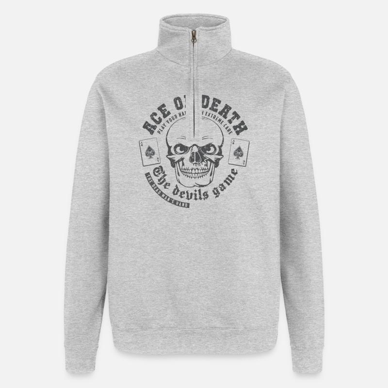 Ass des Todes - Quarter-Zip-Sweatshirt - Grau meliert