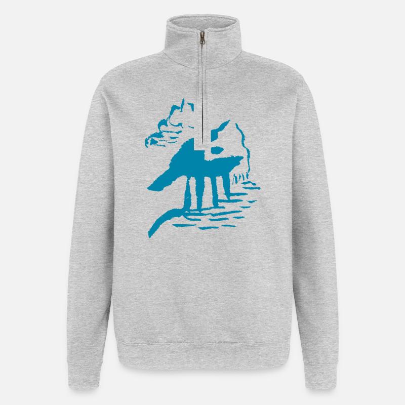 Abstrait - Sweat à zip 1/4 - gris chiné