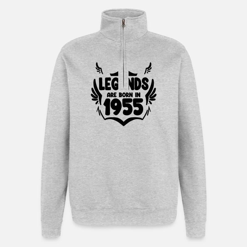 1955 - Né en 1955 - Sweat à zip 1/4 - gris chiné