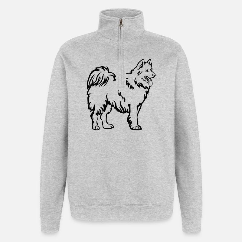 Samoyède - Sweat à zip 1/4 - gris chiné