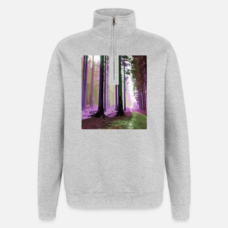 Forêt de nuages hantée - Sweat à zip 1/4 - gris chiné