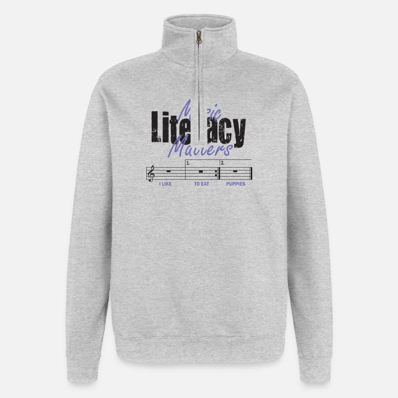 La littératie musicale, ça compte - Sweat à zip 1/4 - gris chiné