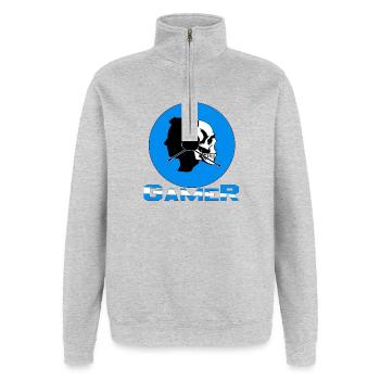 Spieler - Quarter-Zip-Sweatshirt - Grau meliert - Vorne - AI Model Female 172 light (172cm) & AI Model Male 178 dark (178cm)
