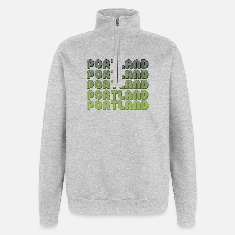 Portland Retro Gradient Pattern - Quarter-Zip Sweatshirt - heather grey
