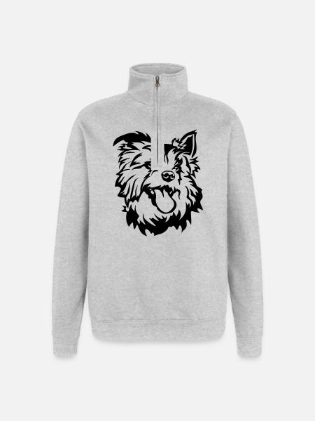 Australian Terrier Head - Quarter-Zip Sweatshirt - heather grey