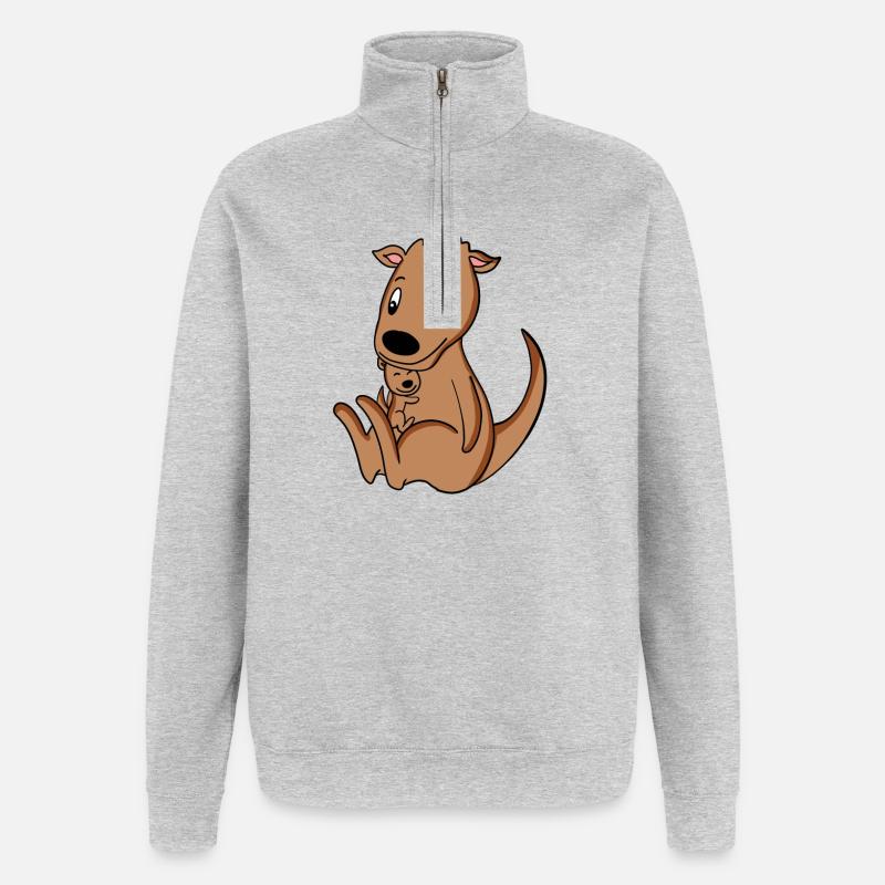Grossesse familiale - Kangourou avec bébé - Sweat à zip 1/4 - gris chiné