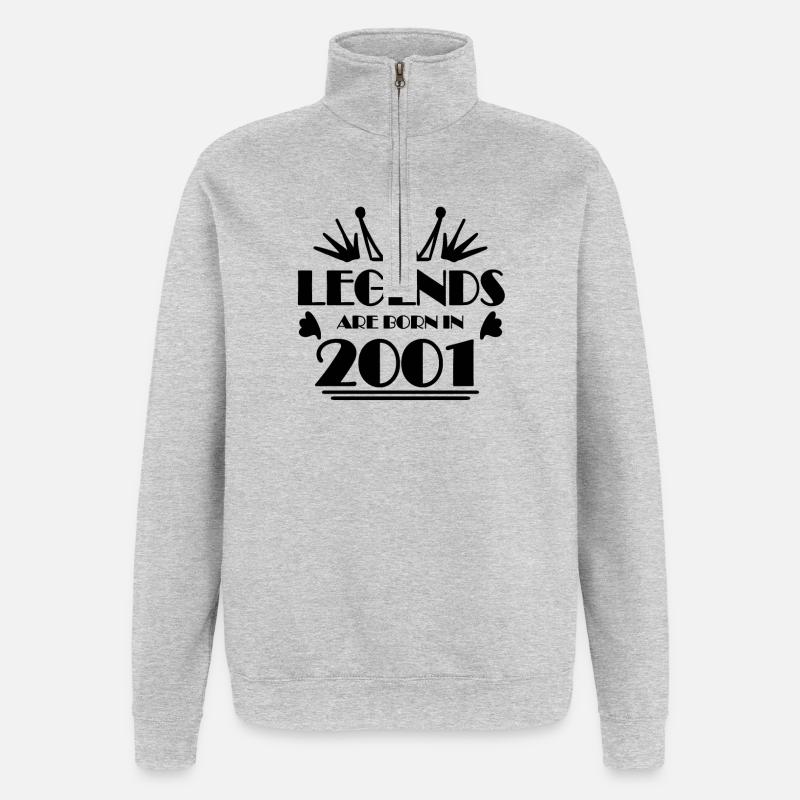 2001 - Né en 2001 - Sweat à zip 1/4 - gris chiné