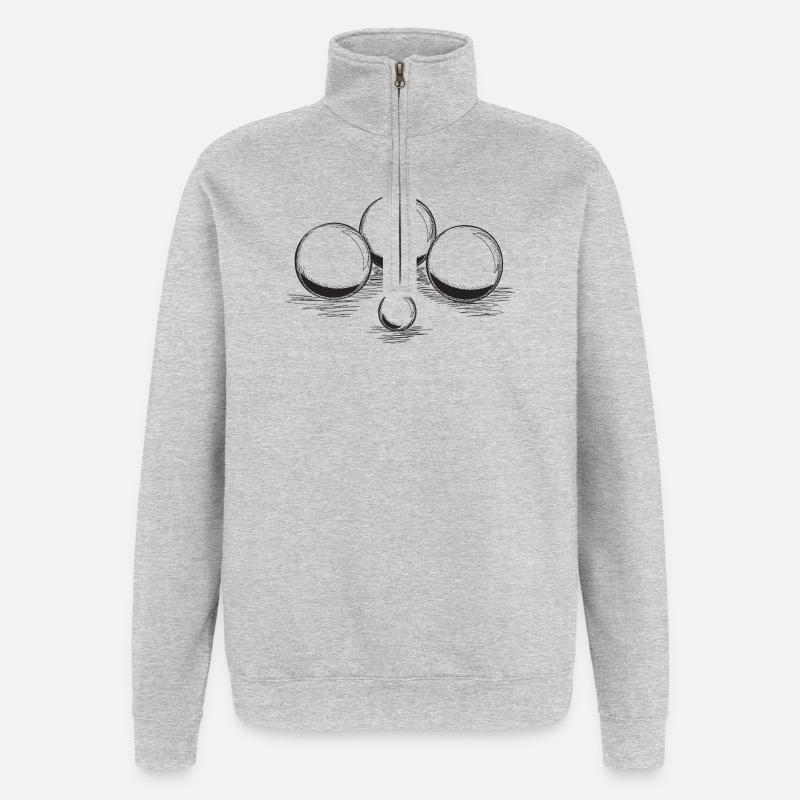 Boules pour pétanque et pétanque - Sweat à zip 1/4 - gris chiné