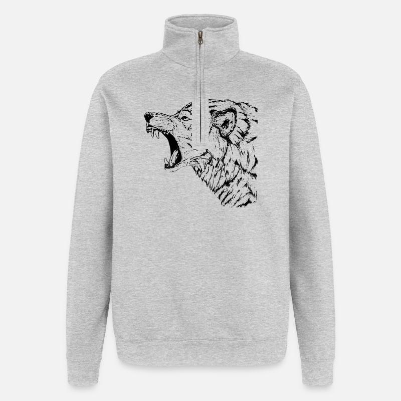 Wolf - Quarter-Zip Sweatshirt - heather grey