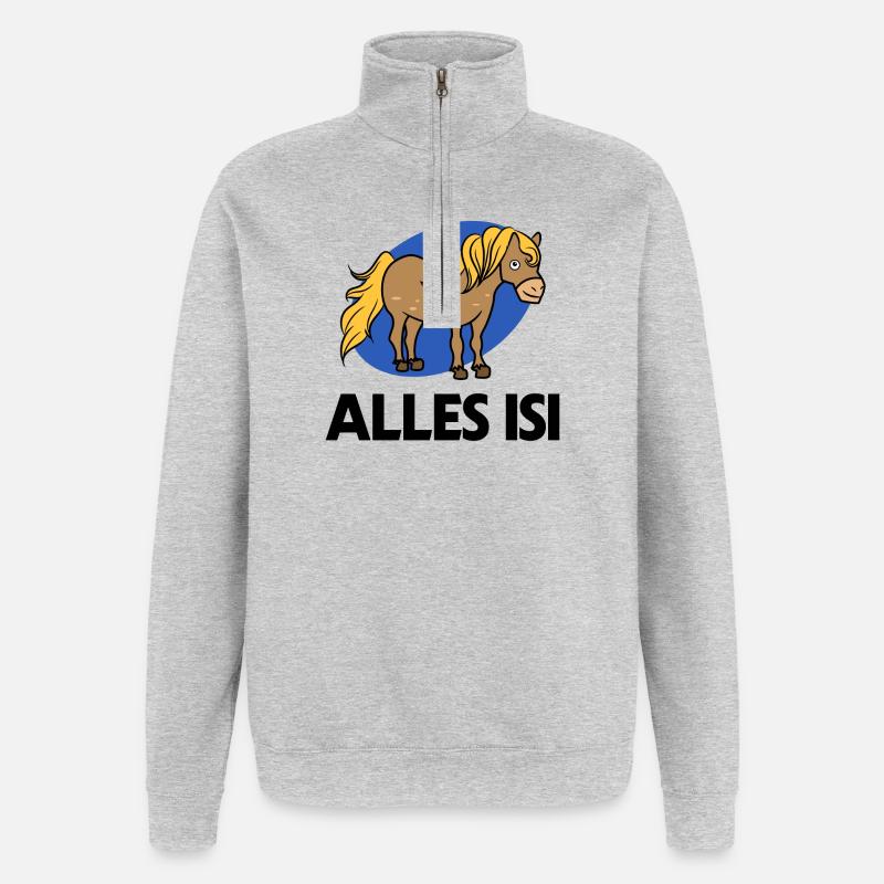 Cool Statement Islandpferde Islandponys Pony - Quarter-Zip-Sweatshirt - Grau meliert