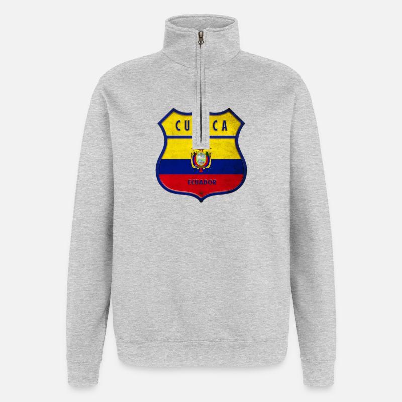 Cuenca Drapeaux de l'Equateur - Sweat à zip 1/4 - gris chiné
