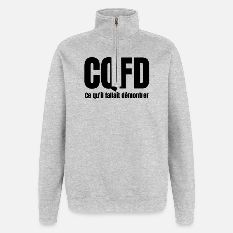 mathématiques, math, CQFD - Sweat à zip 1/4 - gris chiné