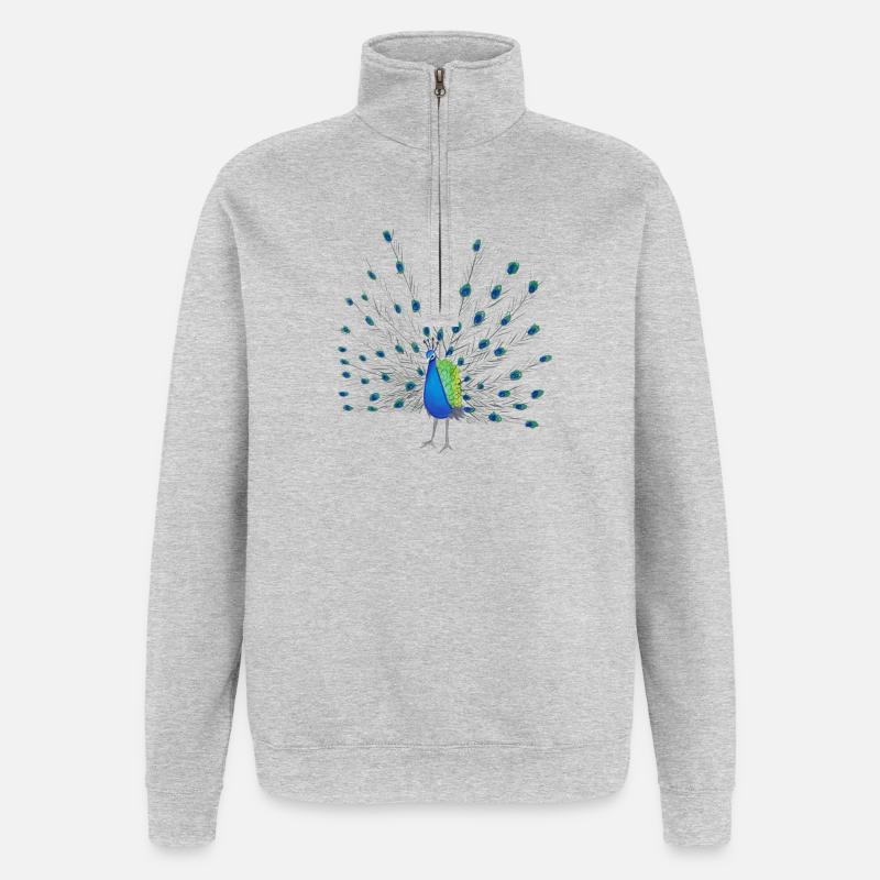 Art de la plume de paon - Sweat à zip 1/4 - gris chiné