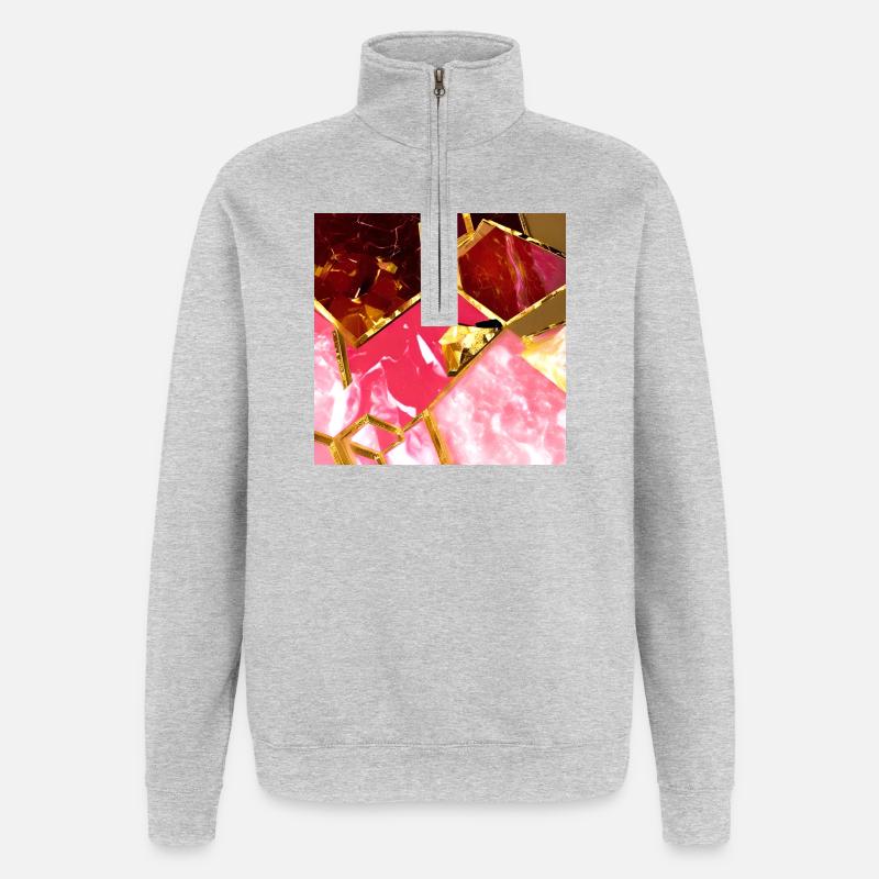 Texture d’or rose marbre - Sweat à zip 1/4 - gris chiné