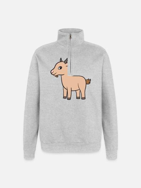 Ziege Ziegen Geiss - Quarter-Zip-Sweatshirt - Grau meliert