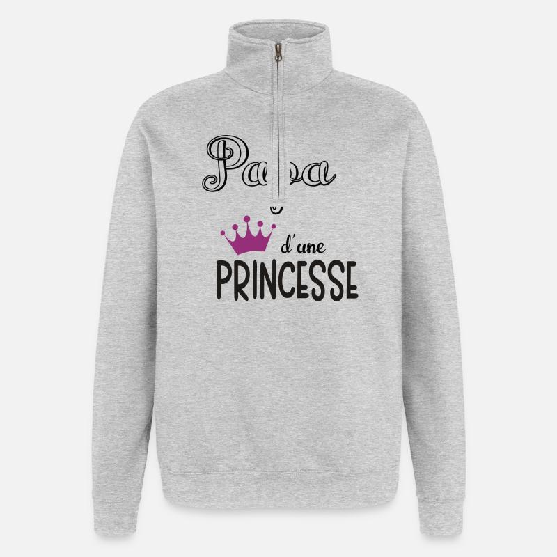 papa dune princesse - Sweat à zip 1/4 - gris chiné