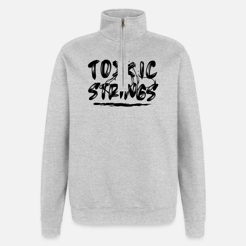 Toxic Strings 2 Colour - Quarter-Zip Sweatshirt - heather grey