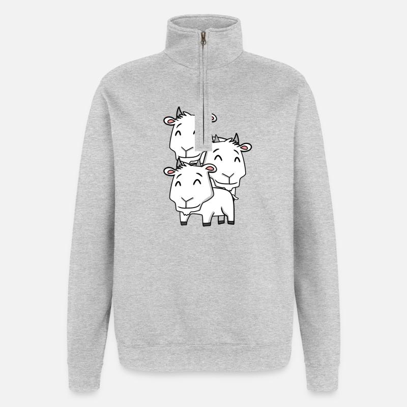 Chèvres mignonnes - Chèvre - Sweat à zip 1/4 - gris chiné