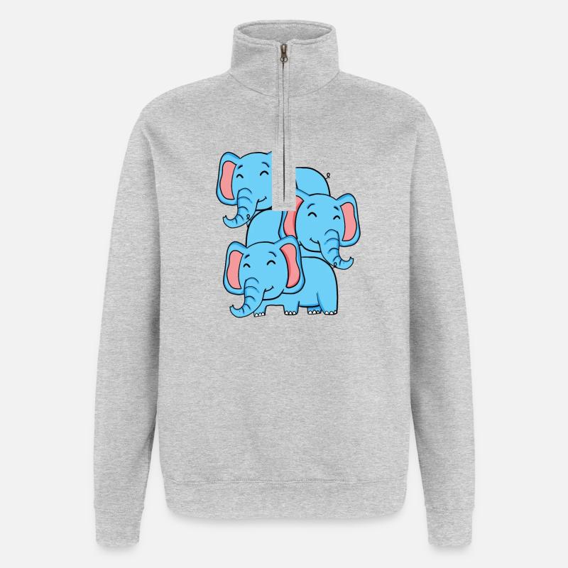 Cute Elephants - Elephant - Quarter-Zip Sweatshirt - heather grey