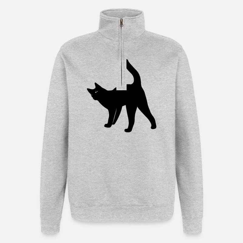 Chat chat - Sweat à zip 1/4 - gris chiné