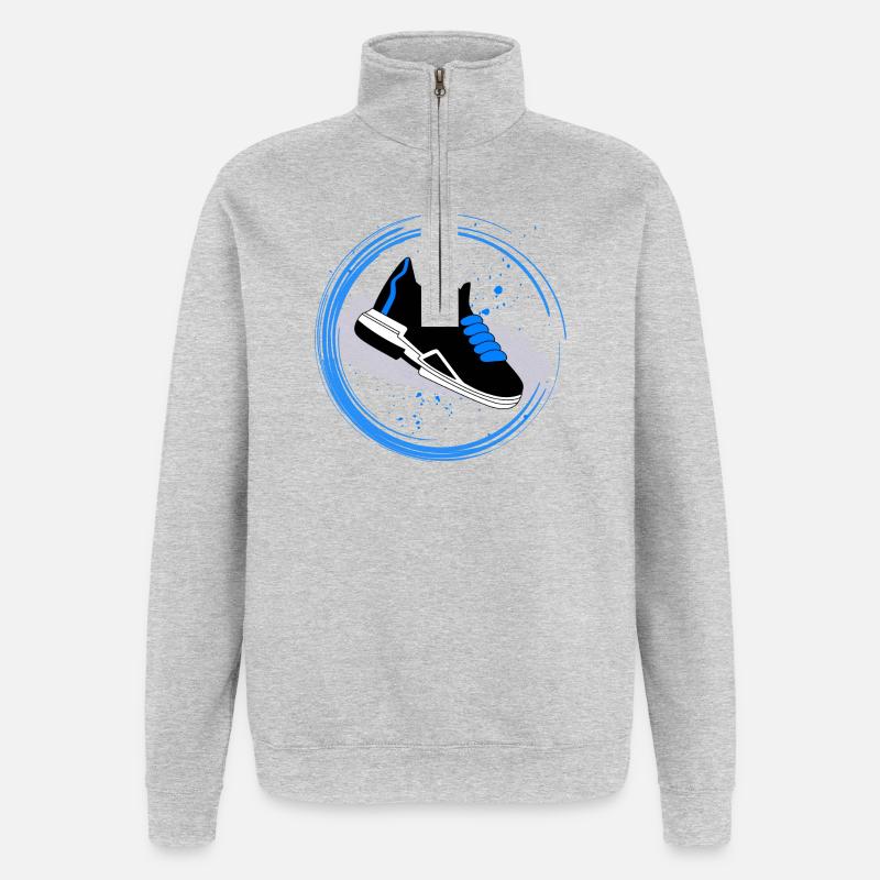 Sneaker Splash in a circle - Quarter-Zip Sweatshirt - heather grey