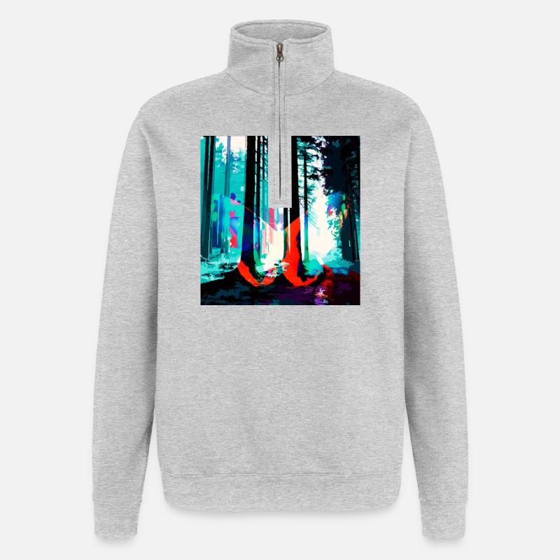 Neonwald Traumprint - Quarter-Zip-Sweatshirt - Grau meliert