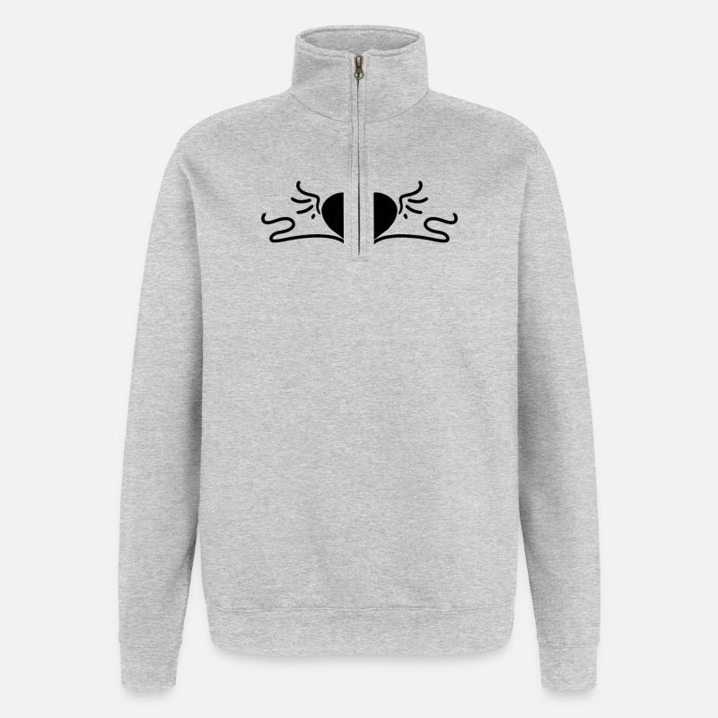 Herz Schwarz - Quarter-Zip-Sweatshirt - Grau meliert